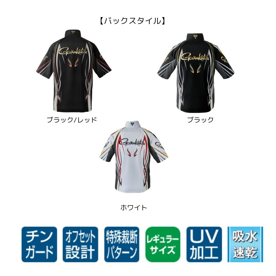 GM3735 2WAYプリントジップシャツ(半袖) #3Lサイズ #ブラック/レッド