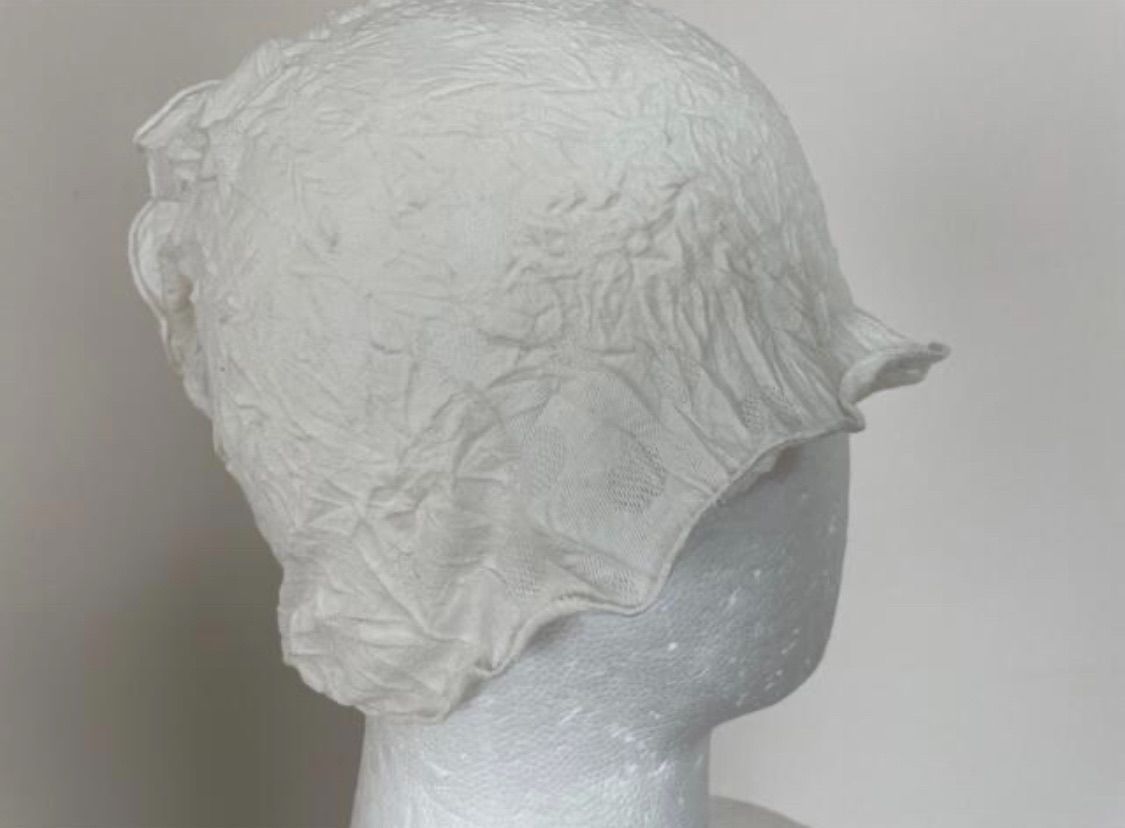 ホワイトドット&クシクシュシングルウェーブ手作りネックウォーマー  