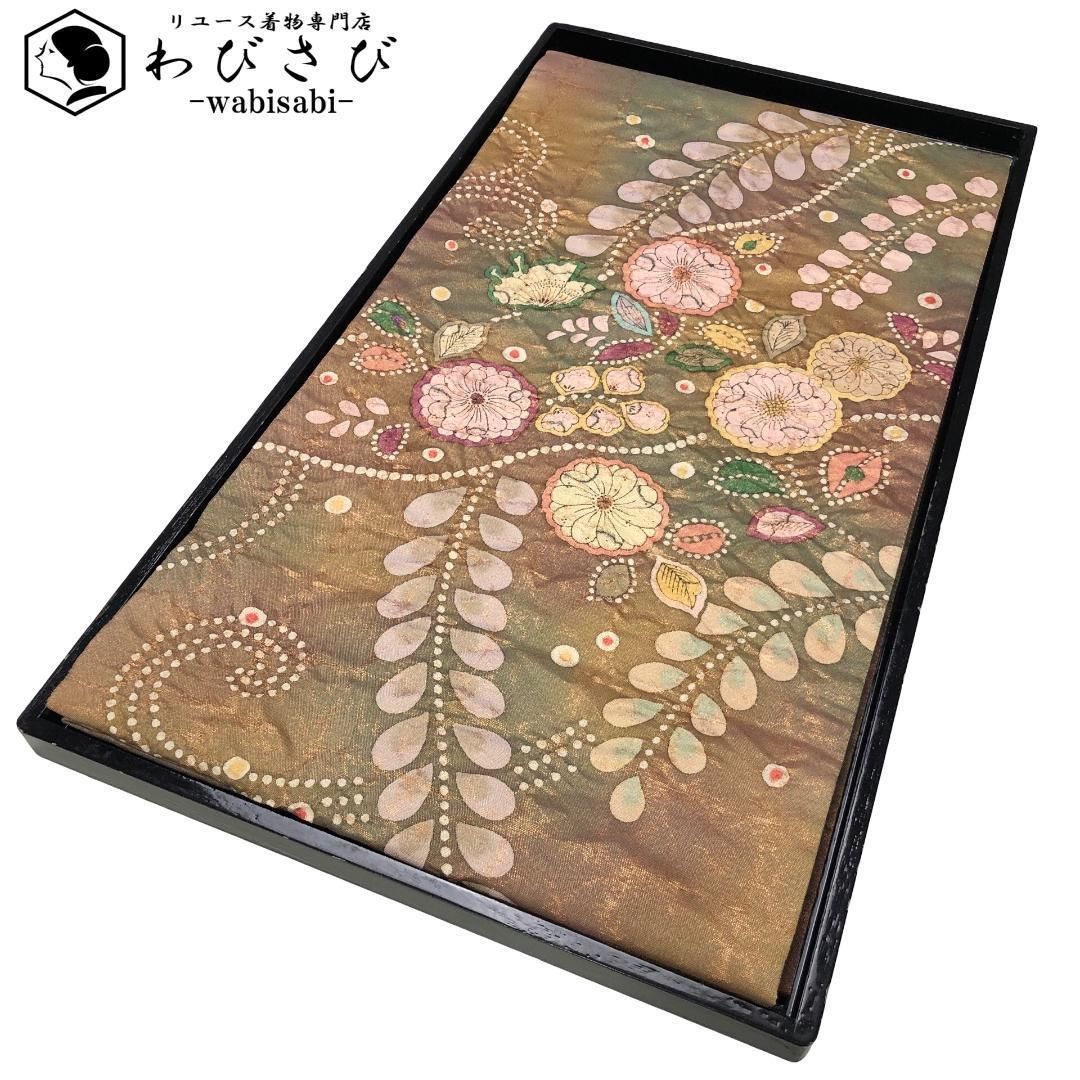 袋帯 作家物 辻が花模様 金糸 胡桃色 O-5235 - メルカリ