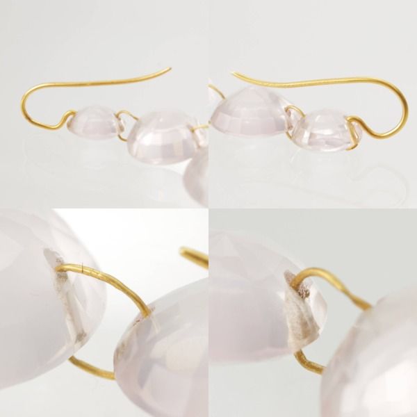 マリーエレーヌ ドゥ タイヤック ローズクォーツ ピアス K22 16.3g