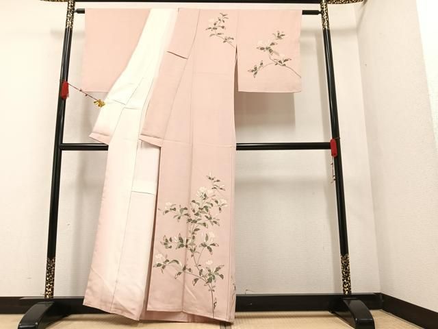 平和屋着物○訪問着 友禅 作家物 枝花文 正絹 逸品 未使用