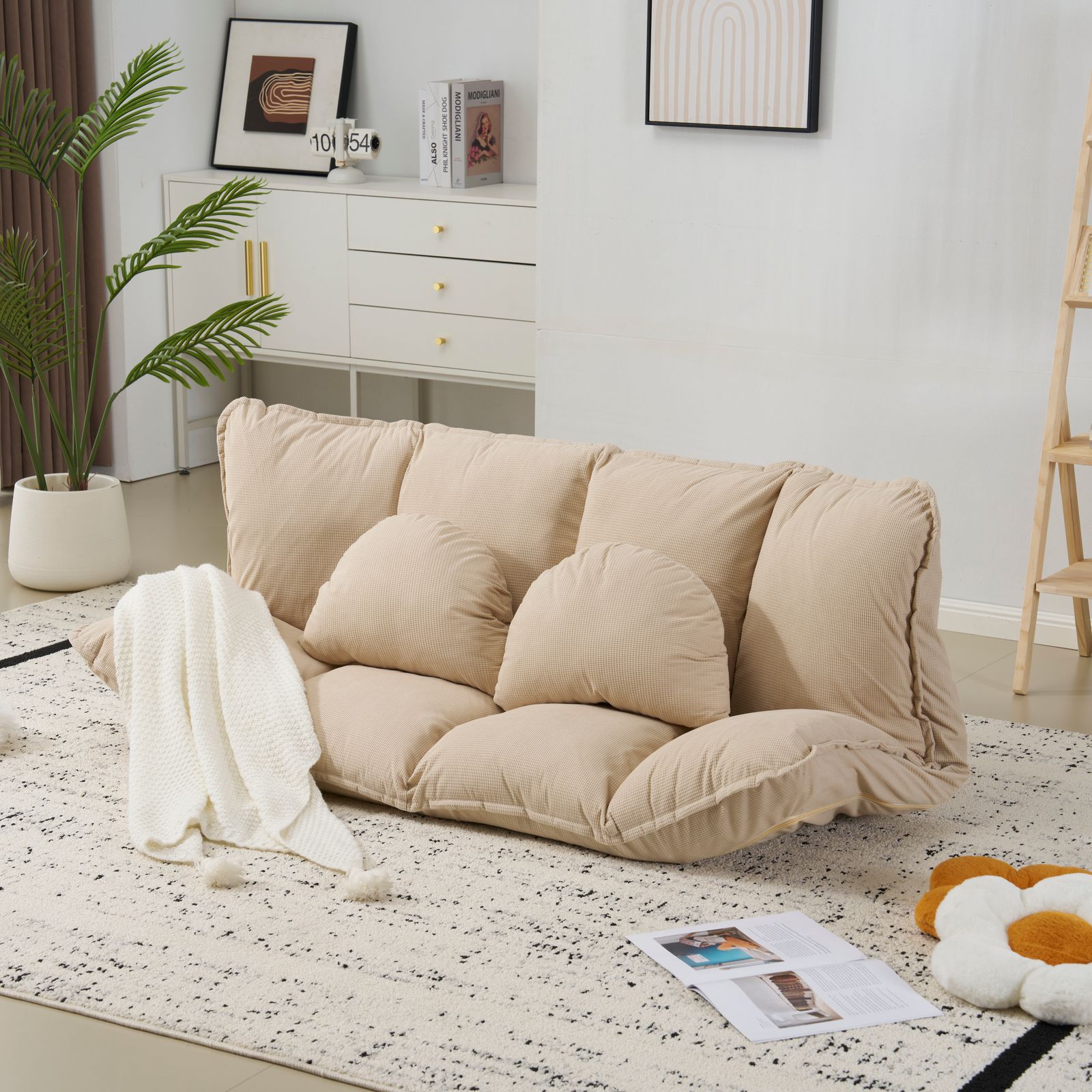 リピーター様用。 10/25再入荷予定」 コンパクトなフロアソファベッド 2人掛け 3WAY 6段階