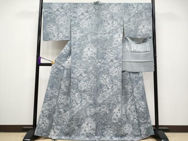 平和屋着物□極上 山岡古都・古都染人 染織美術品 薬墨染 天目織