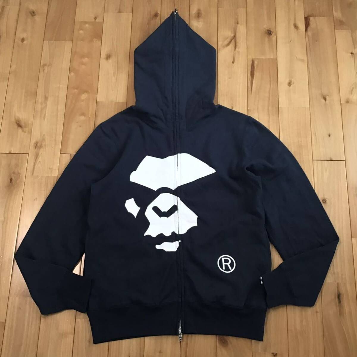MAD FACE フルジップ パーカー ネイビー Mサイズ a bathing ape BAPE 