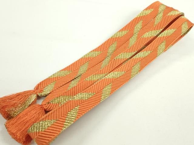平和屋本店 上 有職組紐道明 帯締め 笹浪組 赤橙色 金糸 宮内庁御用 国立博物館御用 東京芸術大学御用 CXAA0601s5