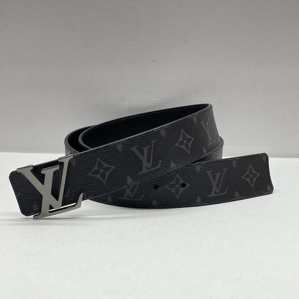 01w-5474 ルイ ヴィトン LOUIS VUITTON モノグラム エクリプス ベルト･LV イニシャル 40MM リバーシブル 箱 保存袋あり スペイン製 メンズ ベルト M9043 品