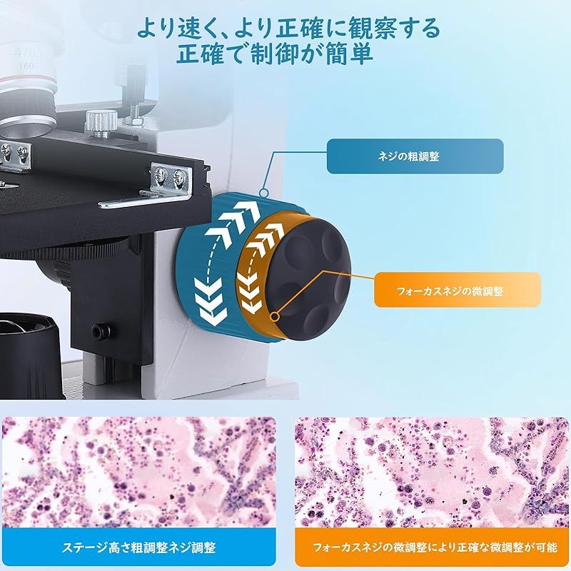 40X～2000倍 デュアルLED照明顕微鏡