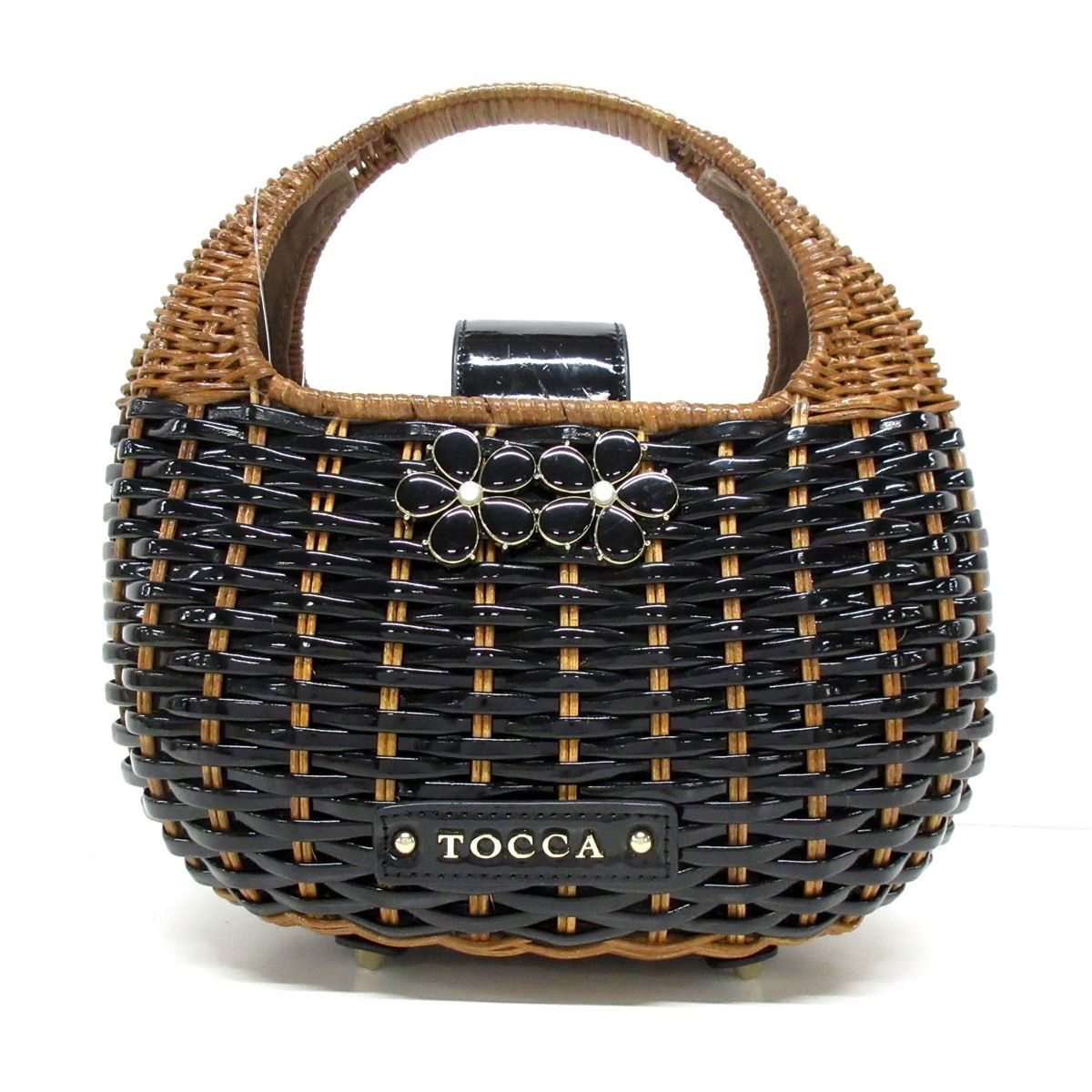 バッグ美品????TOCCA   カゴバッグ　ブラック