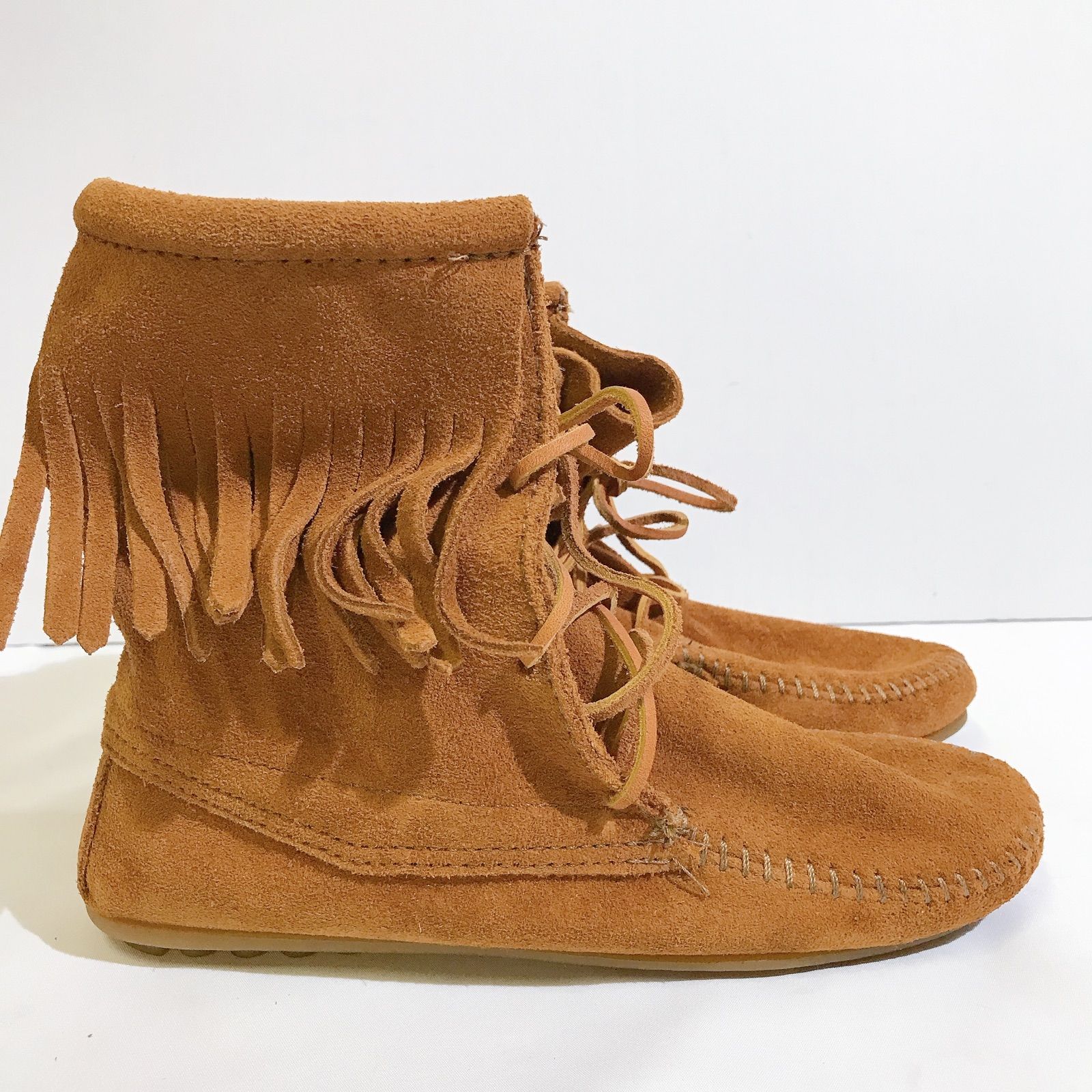 美品】MINNETONKA ミネトンカ ブーツ フリンジ レースアップ