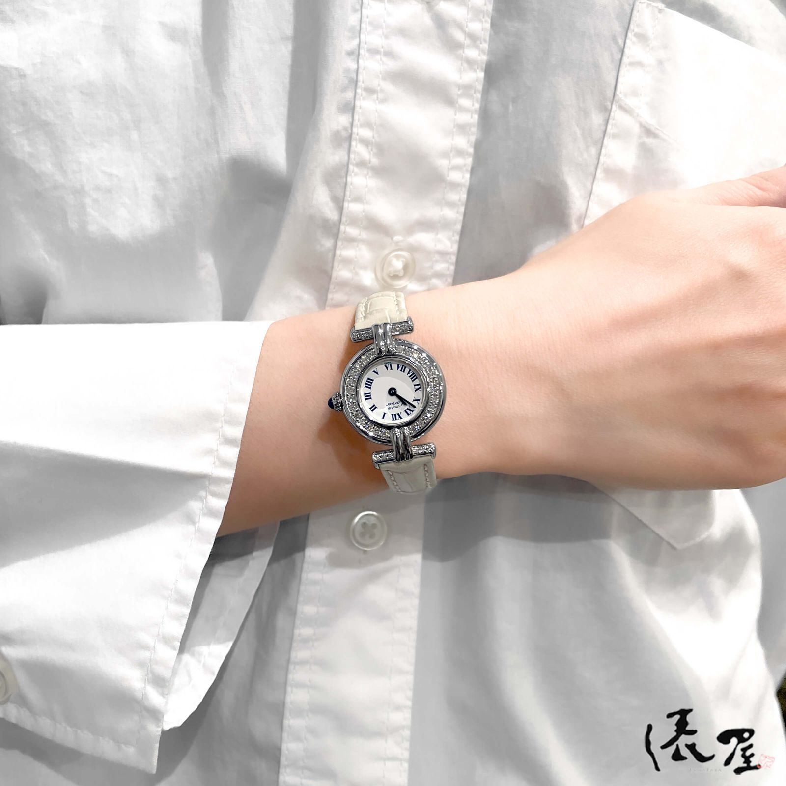 【ダイヤベゼル】カルティエ マストコリゼ 極美品 加工後未使用 ヴィンテージ レディース シルバー Cartier 時計 腕時計 中古【送料無料】