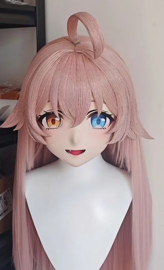 全頭マスク カツラ付き ロック付き NO.282 ドール ヘッドロリータ人形 コスプレ 変身 仮装 着ぐるみ 二次元美少女
