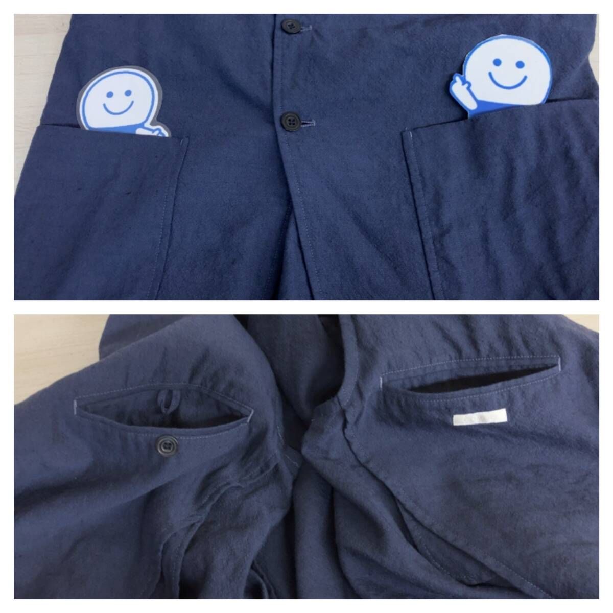 COMOLI コモリ ウール×リネン スラックス テーパードパンツ ネイビー L