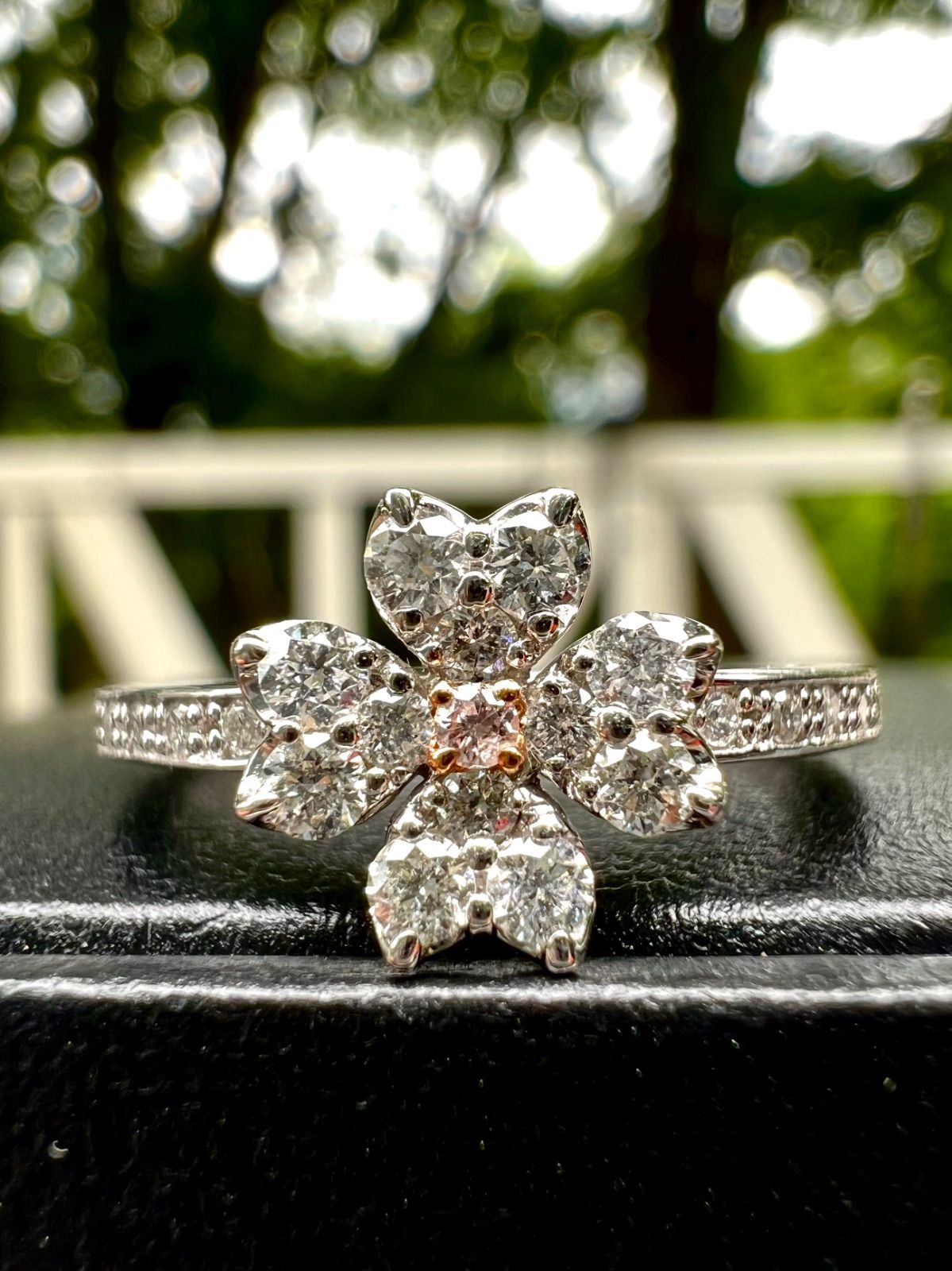 天然ピンクダイヤモンドフラワーモチーフリング No sorting Pink