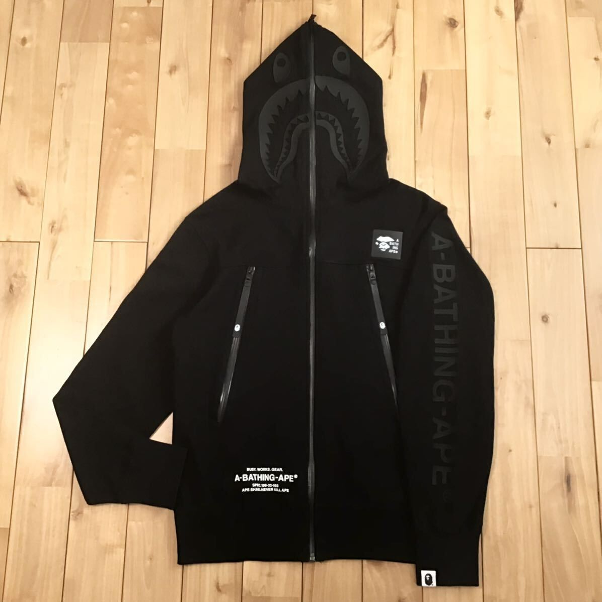 BAPE Double Knit Shark Full Zip Hoodie Mサイズ black a bathing ape