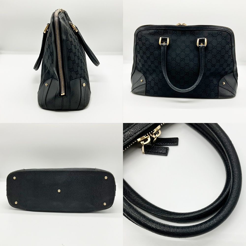 GUCCI ブラック ハンドバッグ キャンバス GUCCI（グッチ） GGキャンバス トートバッグハンドバッグ 小さめ 黒