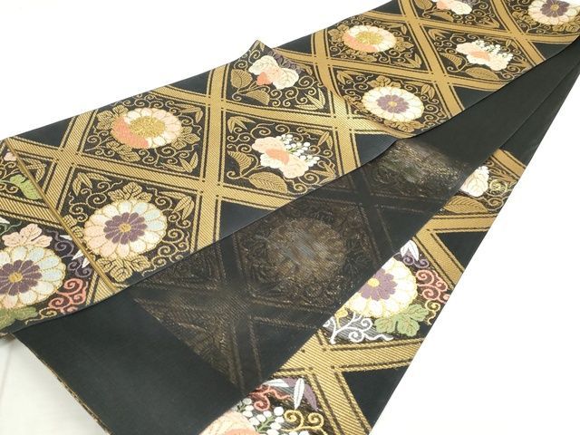 平和屋本店□極上 夏物 西陣 河合美術織物謹製 六通柄袋帯 唐織 花菱文  