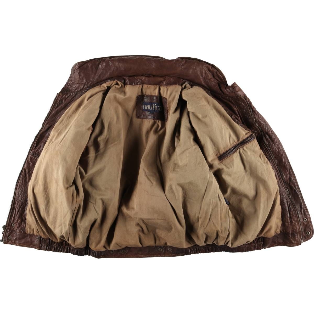 古着 80~90年代 ノーティカ NAUTICA 中綿入り レザーブルゾンタイプ  
