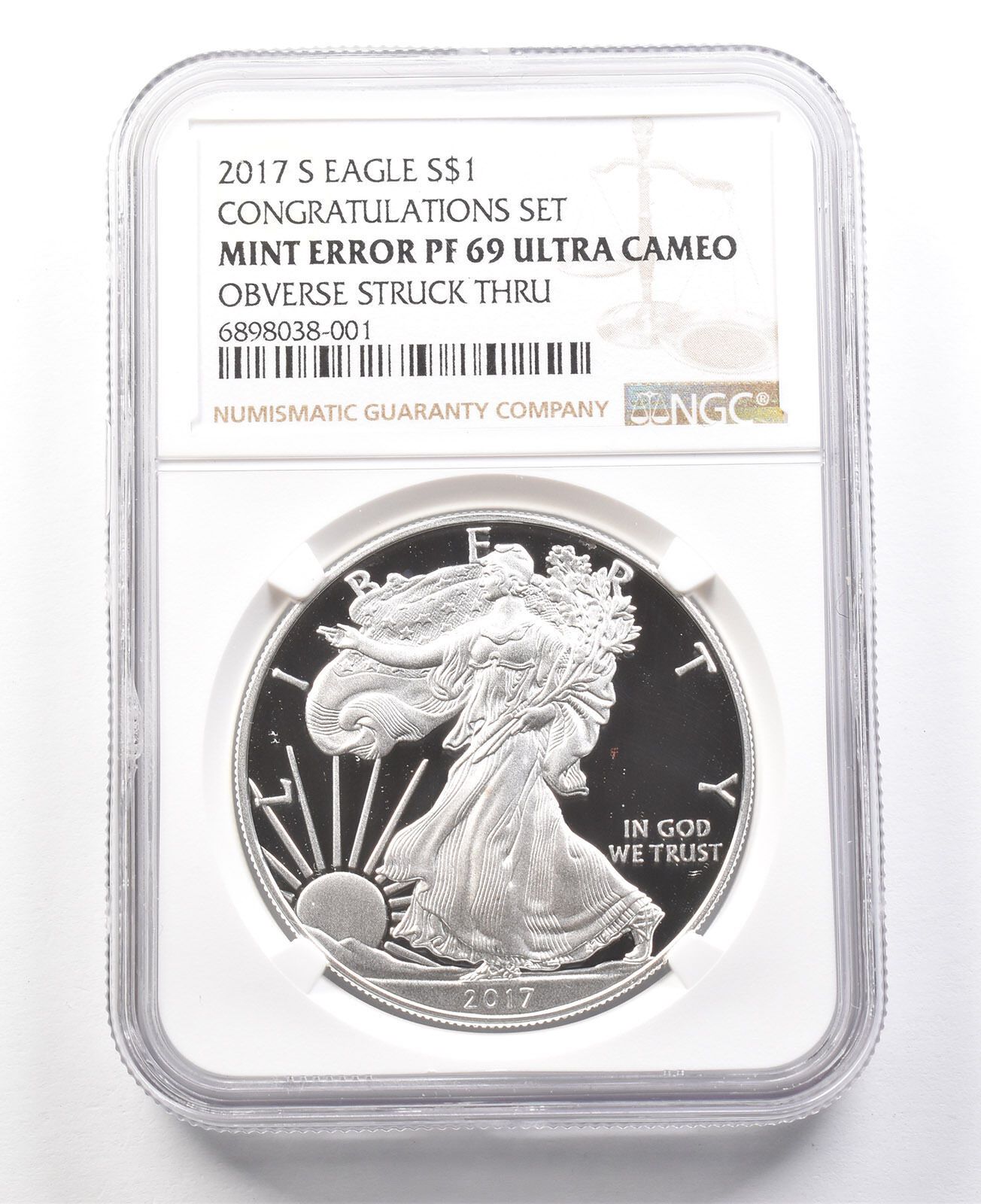 2017S アメリカン シルバー イーグル コングラット セット ミント エラー PF69 表面ストライク スルー NGC