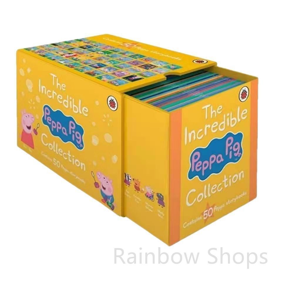 【新品未使用】PeppaPig ボックス ペッパピッグ 英語絵本 50冊 青 ブルー 黄色 マイヤペン対応　MaiyaPen  zxc cp163