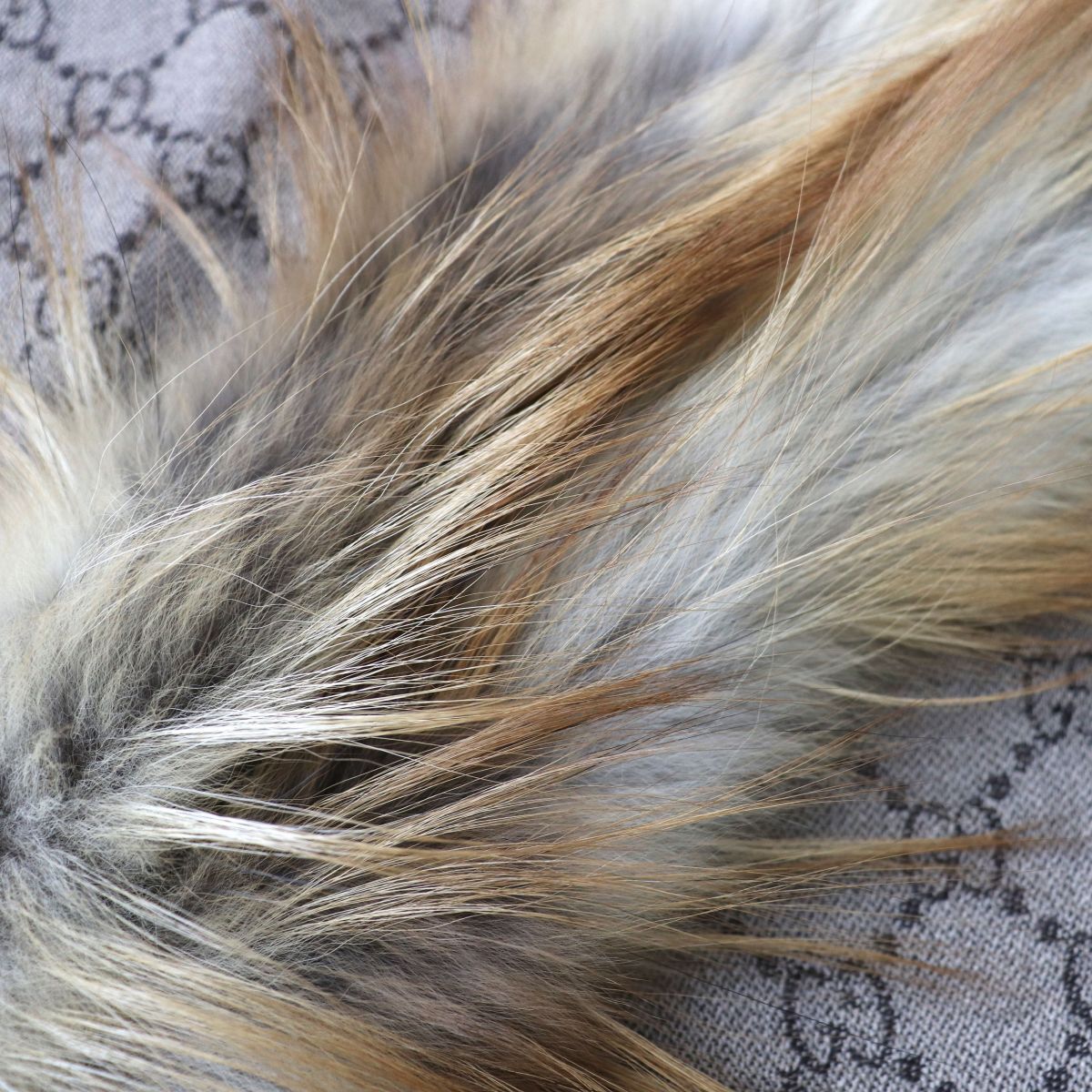 美品☆GUCCI グッチ GGパターン FOXファー・フリンジ付き ウール 