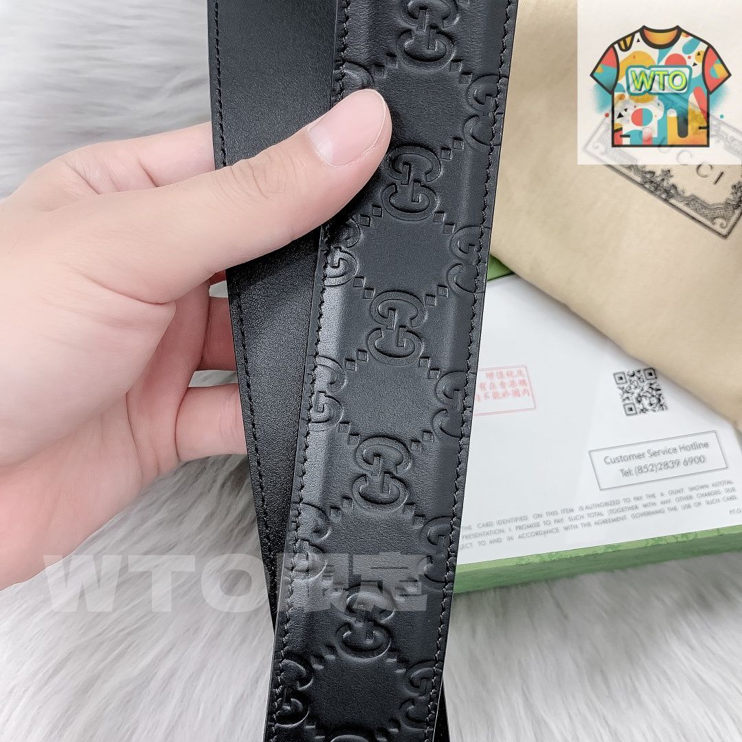 「美品」Gucci 黒 レザー ベルト ダブルGロゴ 414516_AP00T_1000_001_100_0000