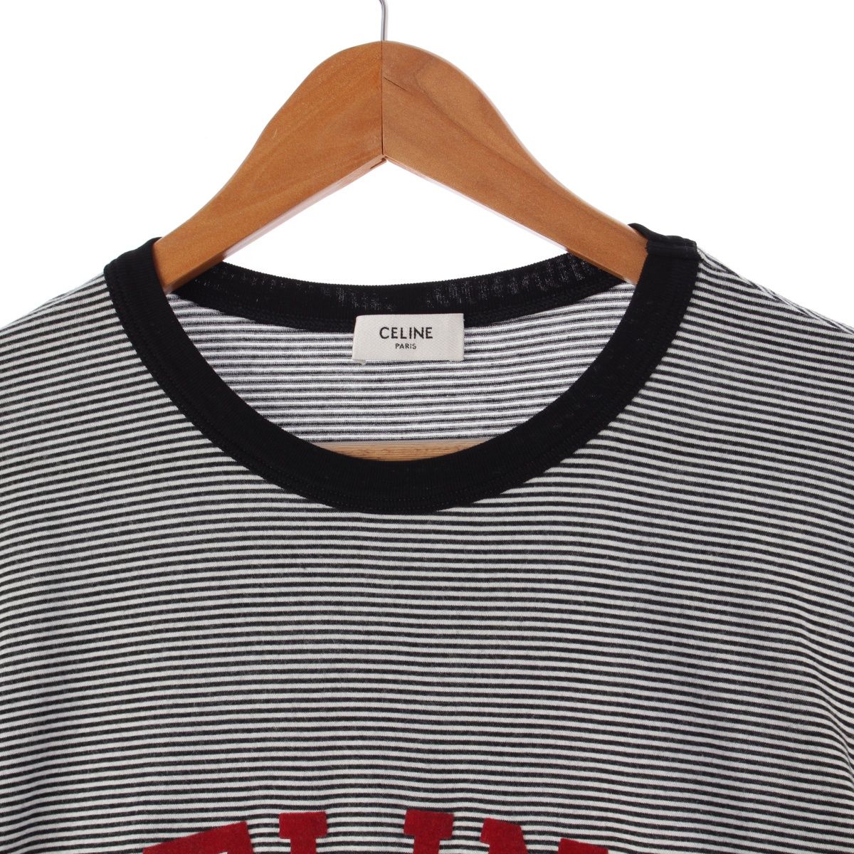セリーヌ コットン CELINE PARISロゴ ボーダー ルーズ 半袖Tシャツ  