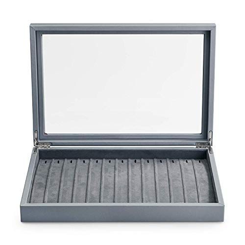 E：ブレスレット用 最高 グレー Oirlv ジュエリーボックス レザー 大