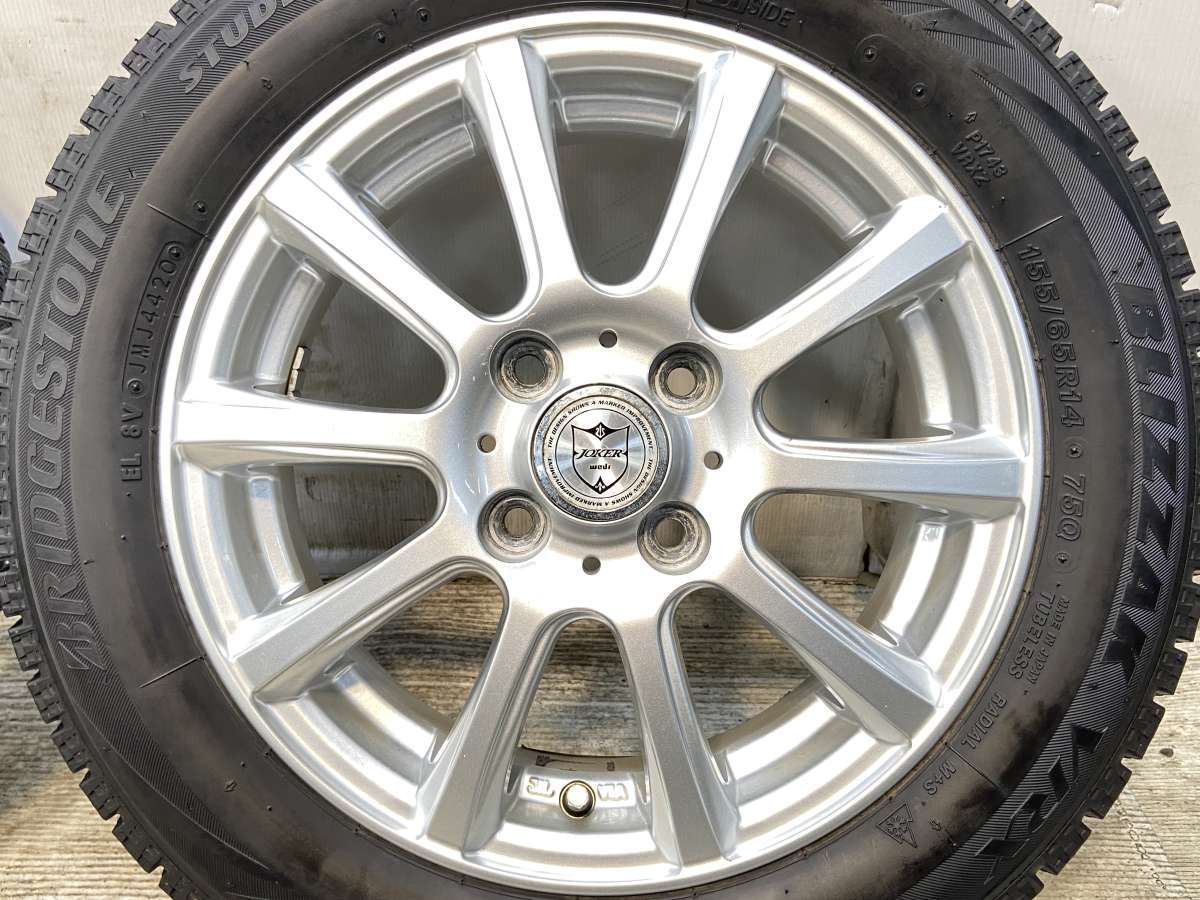 155/65R14 ブリヂストン ブリザック VRX JOKER 14x4.5 45 100-4穴 中古 