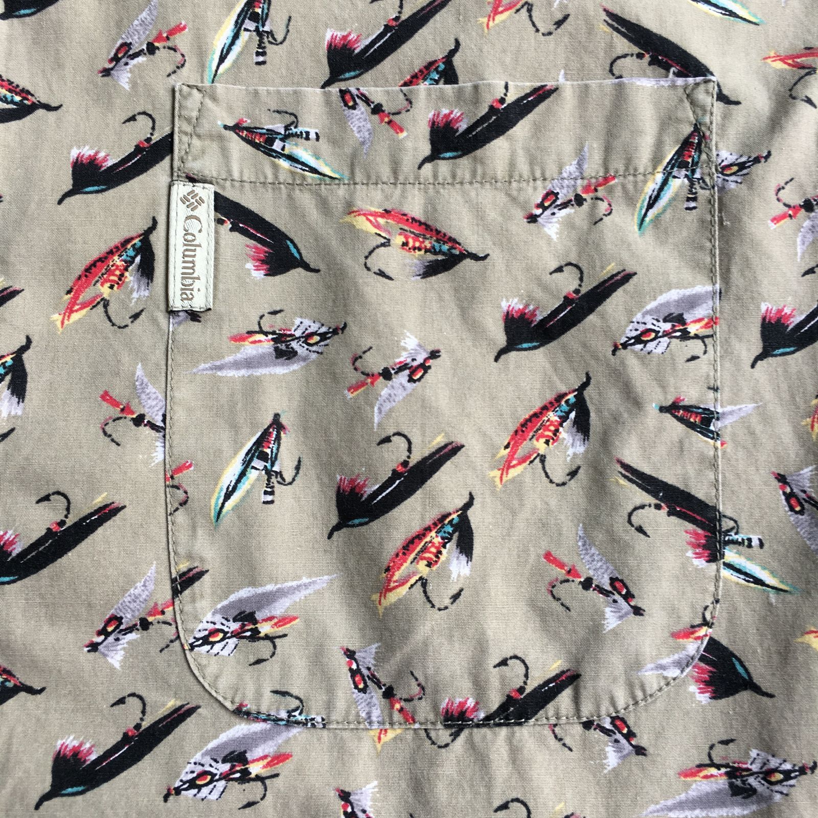 90s Columbia Fly Fishing Lure Printed Short-sleeved shirt