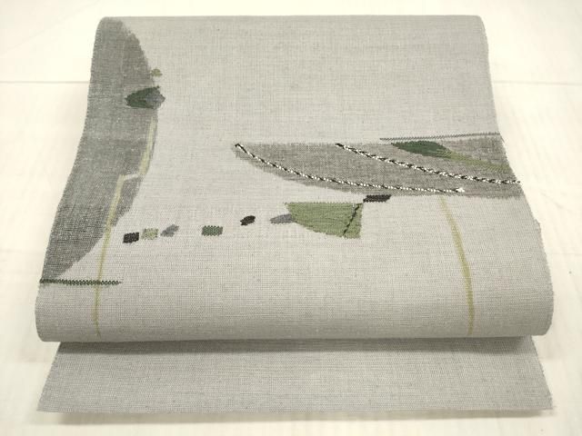 平和屋着物＊夏物 八寸名古屋帯 抽象文様 正絹 逸品 DAAX8932cm