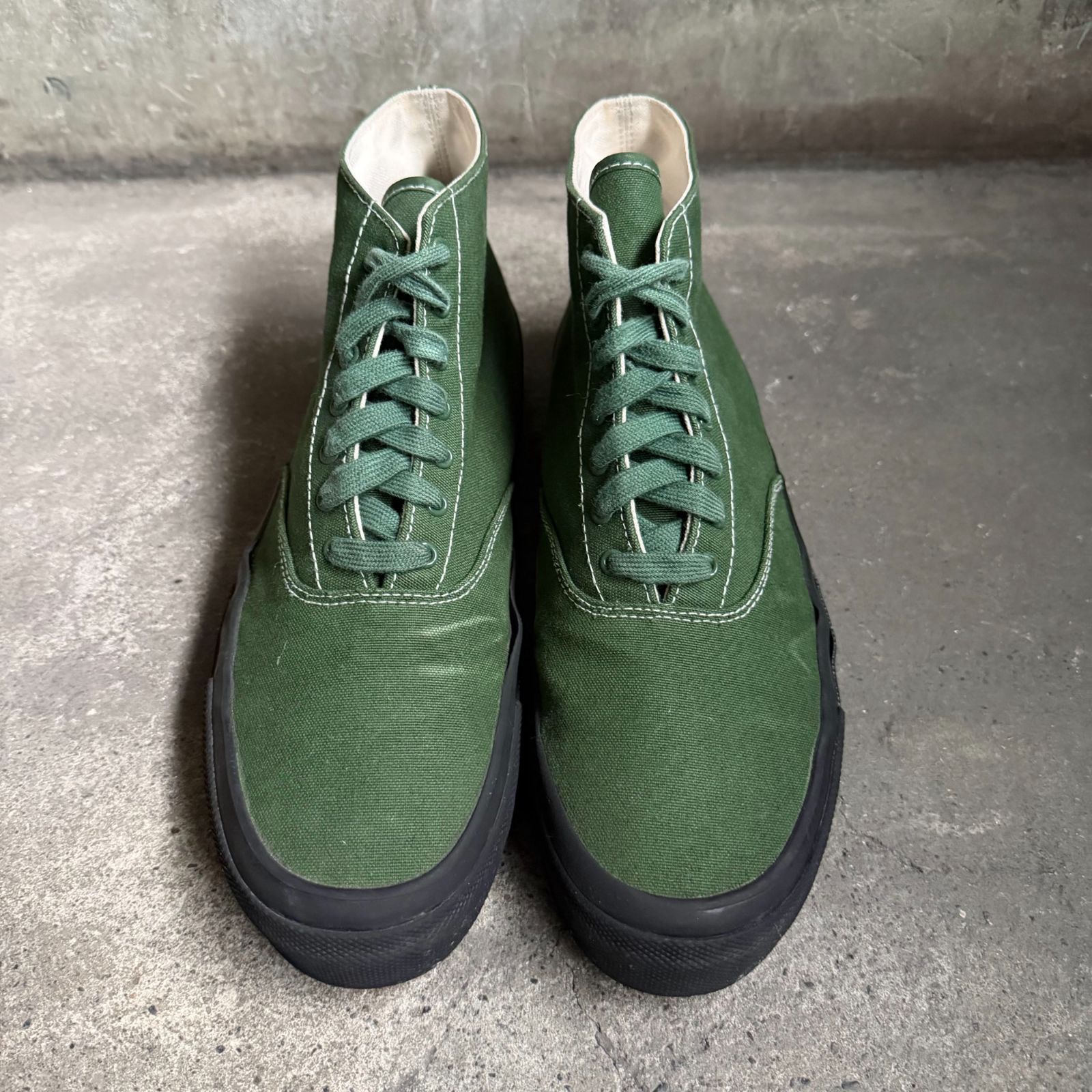 HOMME PLISSE x WAKOUWA 20aw CANVAS DECK SHOES-HI 松 グリーン 26cm