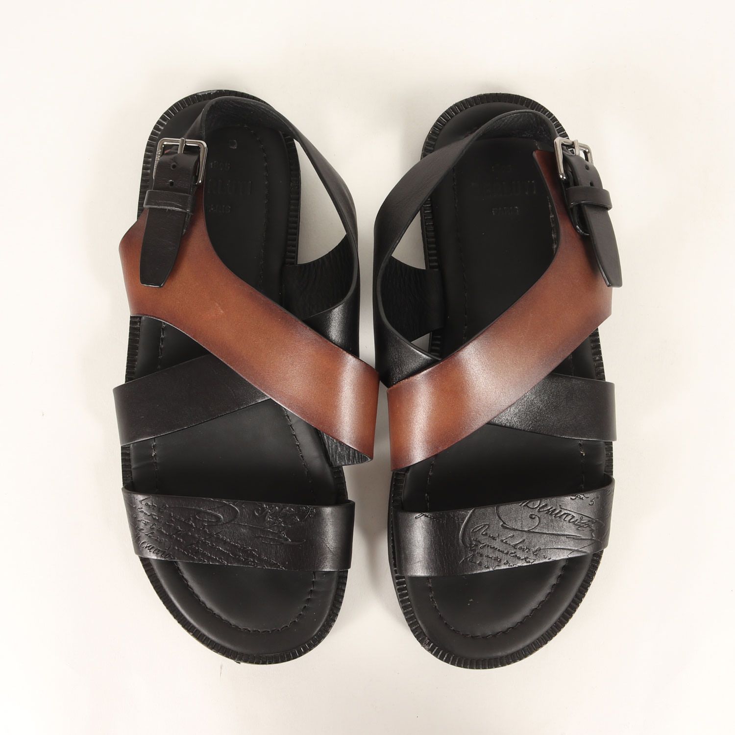 BERLUTI クロスストラップサンダル ブラック Berluti ベルルッティ サンダル サイズ:6 1/2 / スクリット