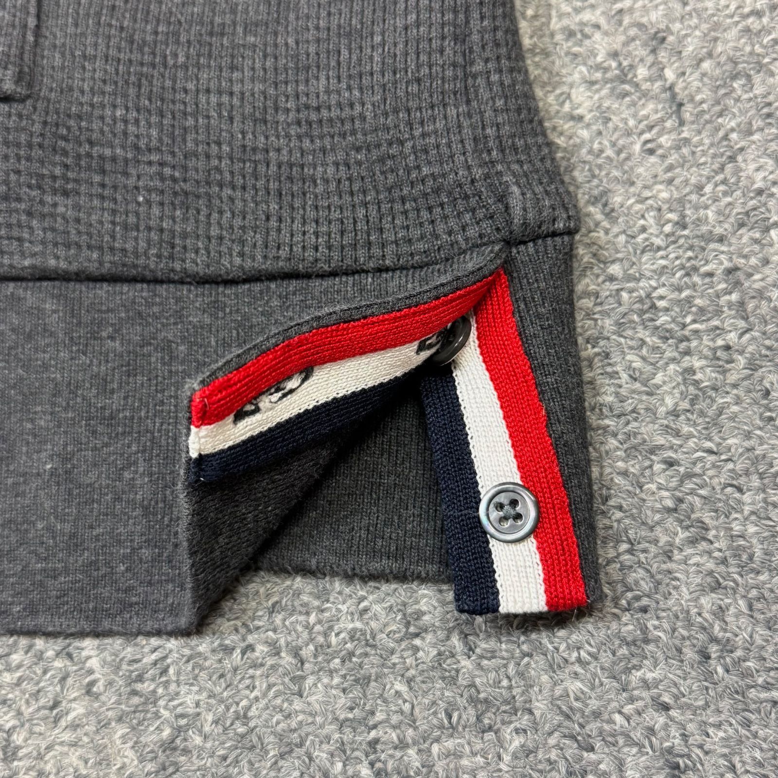 THOM BROWNE ワッフルラグランスリーブ4BARジップパーカー フーディー 