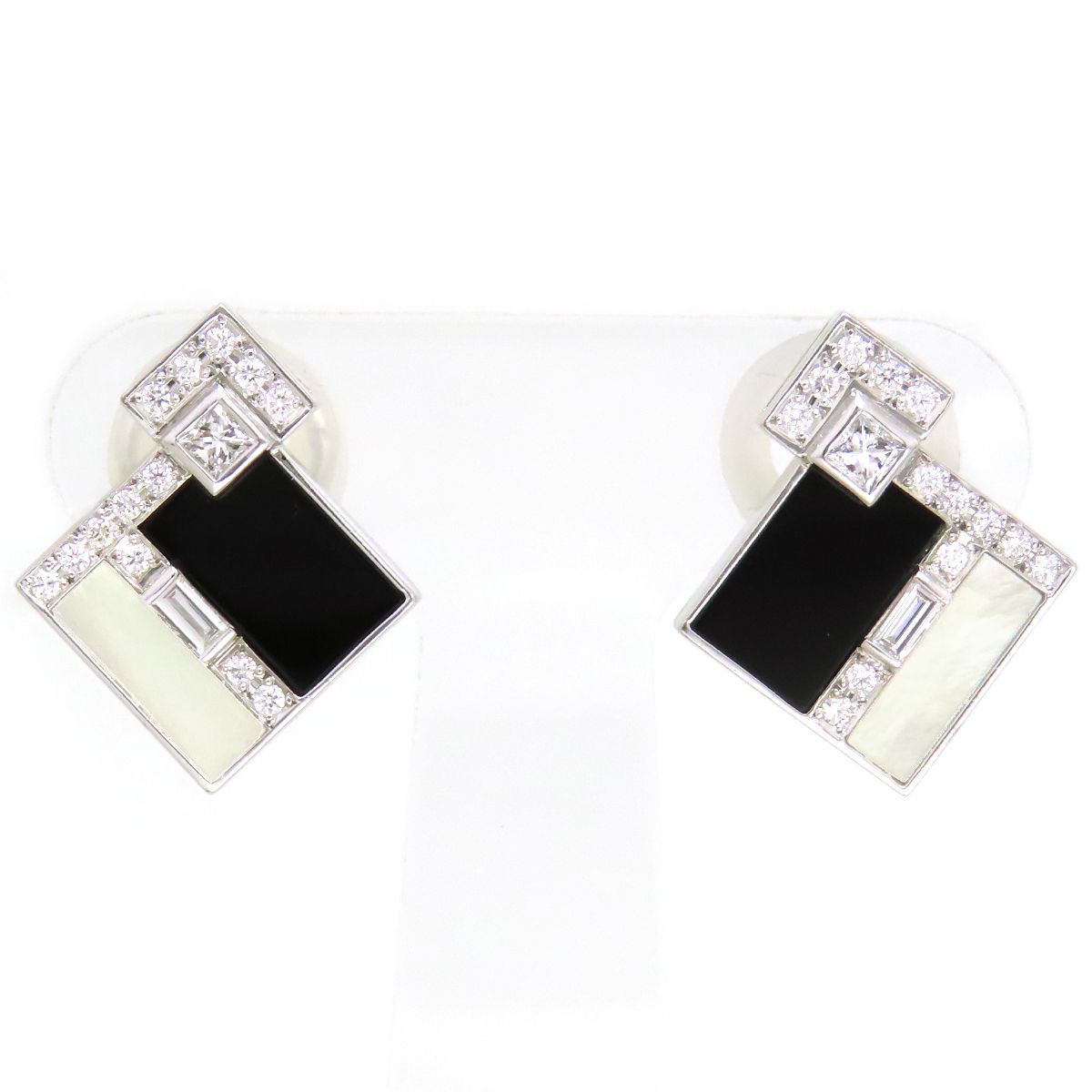 ミキモト シェル オニキス イヤリング K18 K18WG レディース MIKIMOTO ジュエリー