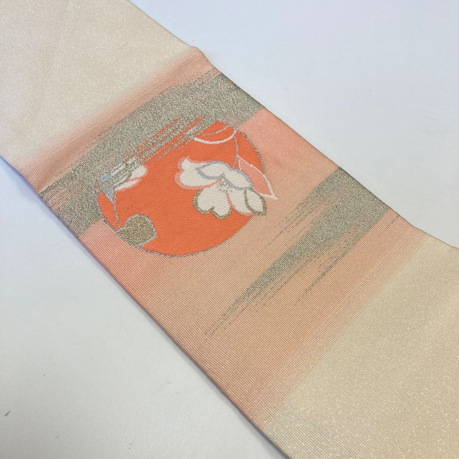 名古屋帯 丸文 花柄 織柄 上品 九寸 正絹 U-7108 名古屋帯 丸文 花柄 織柄 上品 九寸 正絹 U-7108 - メルカリ