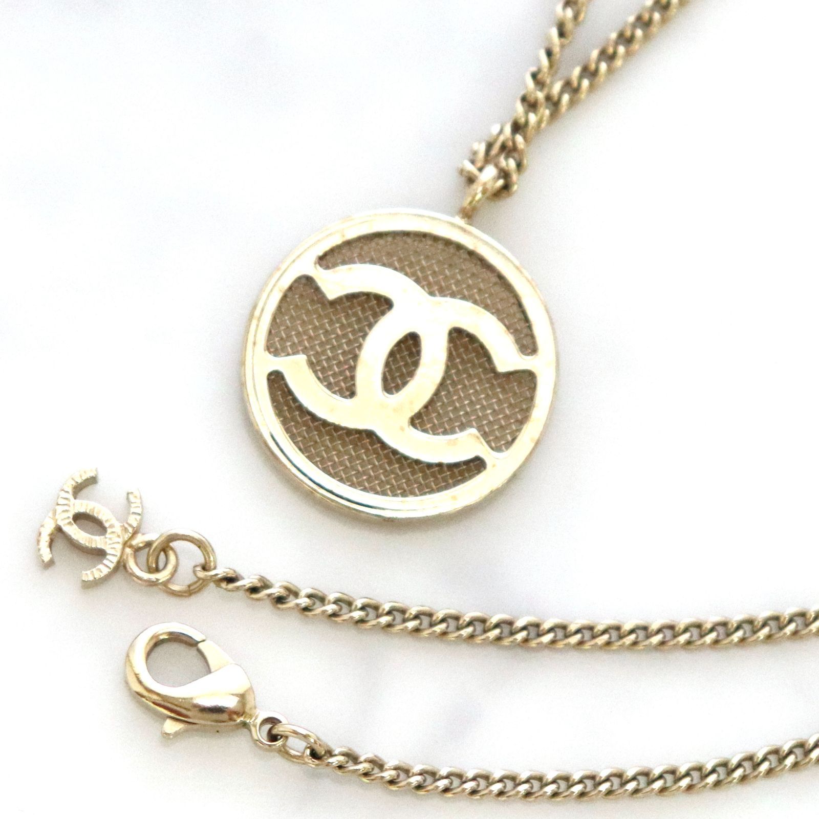 シャネル CHANEL B17A ラウンド ココマーク ネックレス メッシュ  