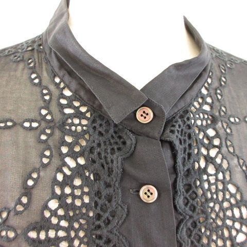 other - ANTENNE シャツ ブラウス 七分袖 刺繍 黒 44 *T382 ANTENNE シャツ ブラウス 七分袖 刺繍 黒 44 *T382 - メルカリ