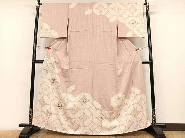 平和屋着物□訪問着 駒刺繍 絞り 雲取り花文 金彩 正絹 逸品