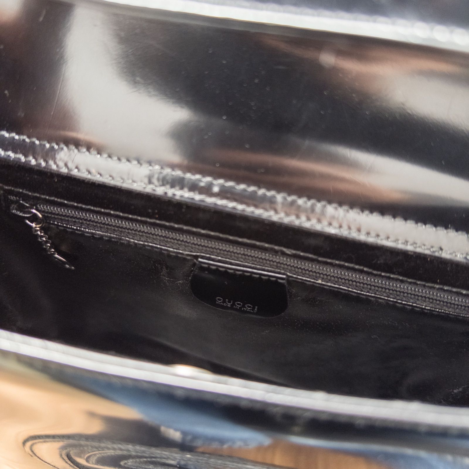 本物保証】GUCCI グッチ ワンショルダー ショルダーバッグ エナメル 黒