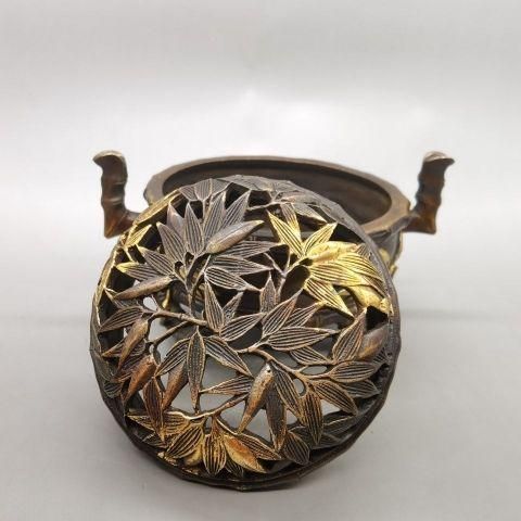 銅製 重工 彫刻 竹の香り炉 茶道具 香道具 装飾品 工芸品 美術品 置物 銅製 重工 彫刻 竹の香り炉 茶道具 香道具 装飾品 工芸品 美術品