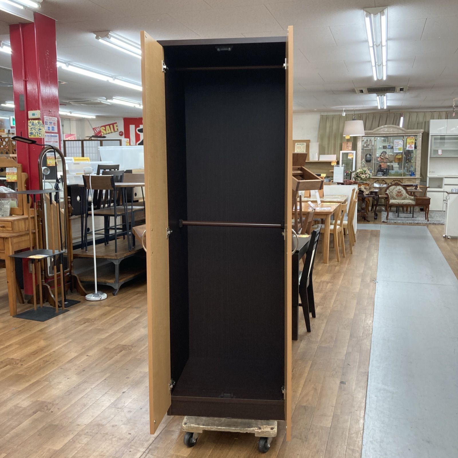 S783 ⭐中村敬木工 ワードローブ クローゼット ブラウンコンビカラー 幅60cm USED 名古屋市近郊送料設置無料⭐S783 ⭐中村敬木工 ワードローブ