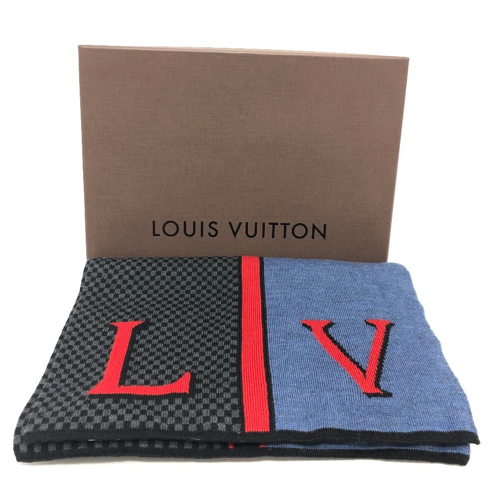 ルイヴィトン LOUIS VUITTON エシャルプ LV ダミエルージュ M70249 マフラー ウール ブラック/ブルー LOUIS VUITTON ルイヴィトン マフラー エシャルプ LV ダミエルージュ