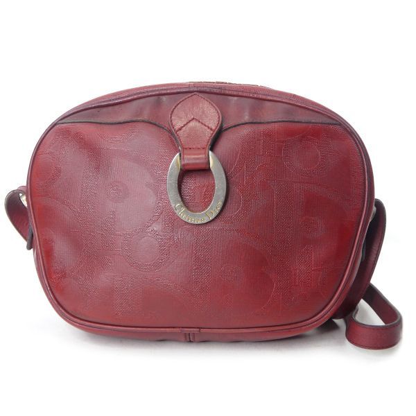 【極美品】ディオール　ショルダーバッグ　トロッター　オーバル金具　レザー　レッド 極美品】ディオール ショルダーバッグ トロッター オーバル金具