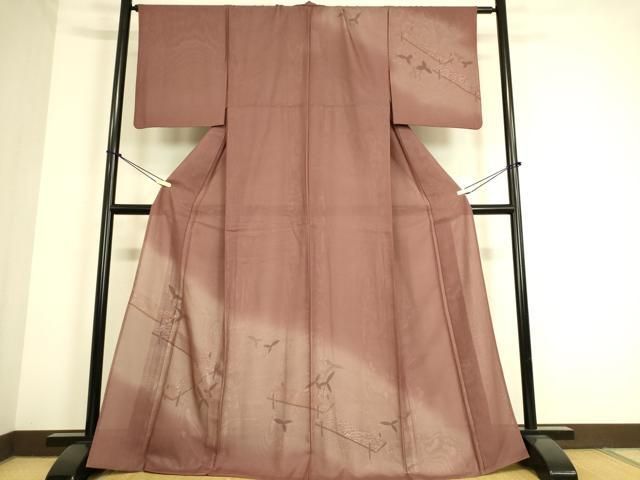 平和屋着物■極上　訪問着　梅　暈し染め　金銀彩　鬼しぼ縮緬　ますいわ屋扱い　黒紅色地　逸品　CYAA3052s5 平和屋着物▽訪問着 松竹梅流水花文 暈し染め 金銀彩 正絹