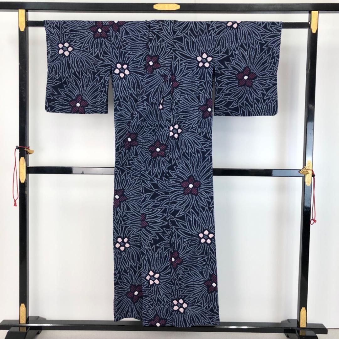 夏着物 浴衣 有松鳴海本絞り 花模様 藍色 K-5078 浴衣 有松鳴海絞り 花模様 花流線 水色 着物 064w d｜Yahoo