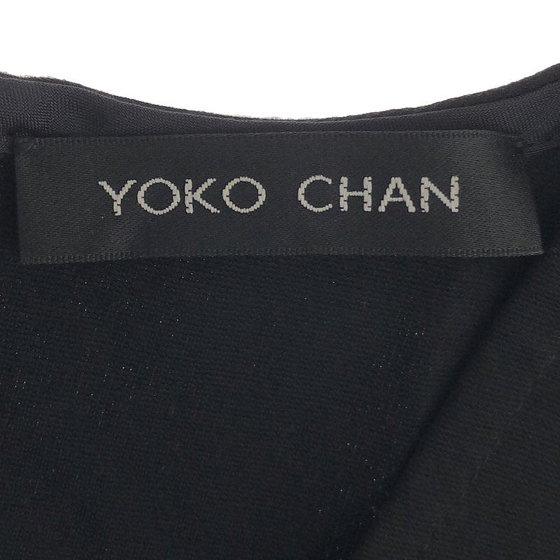 新品同様！yoko chanフリル付きノースリーブワンピース 36 美品□ヨーコチャン パールスリット フリル ドレス ノースリーブ