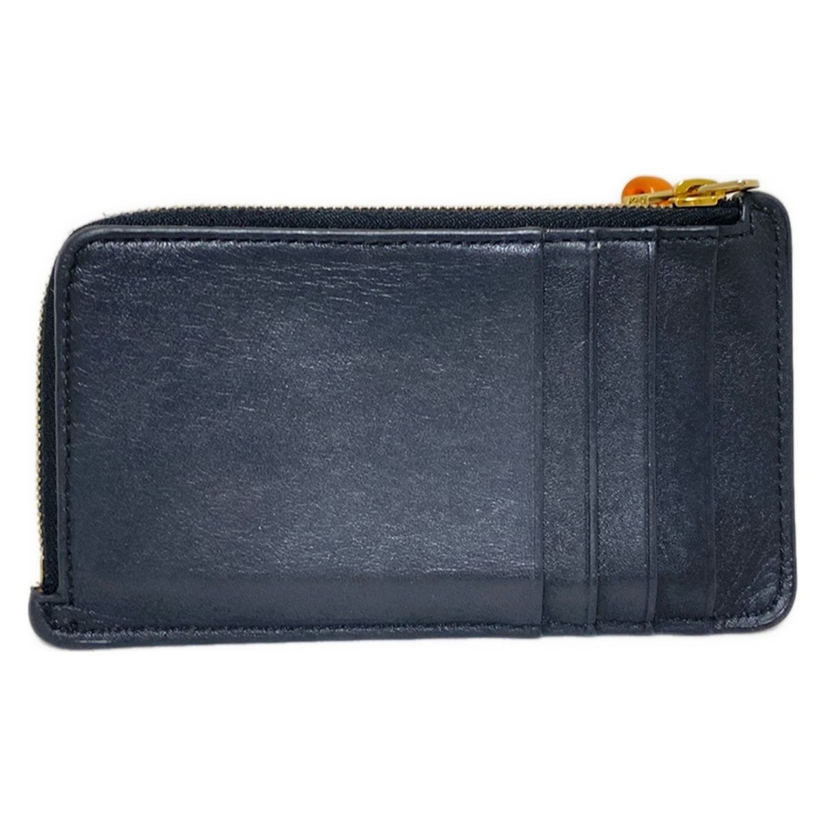 LOEWE ロエベ コインケース ノット コインカードホルダー 黒×オレンジ L字ファスナー|カードケース付き