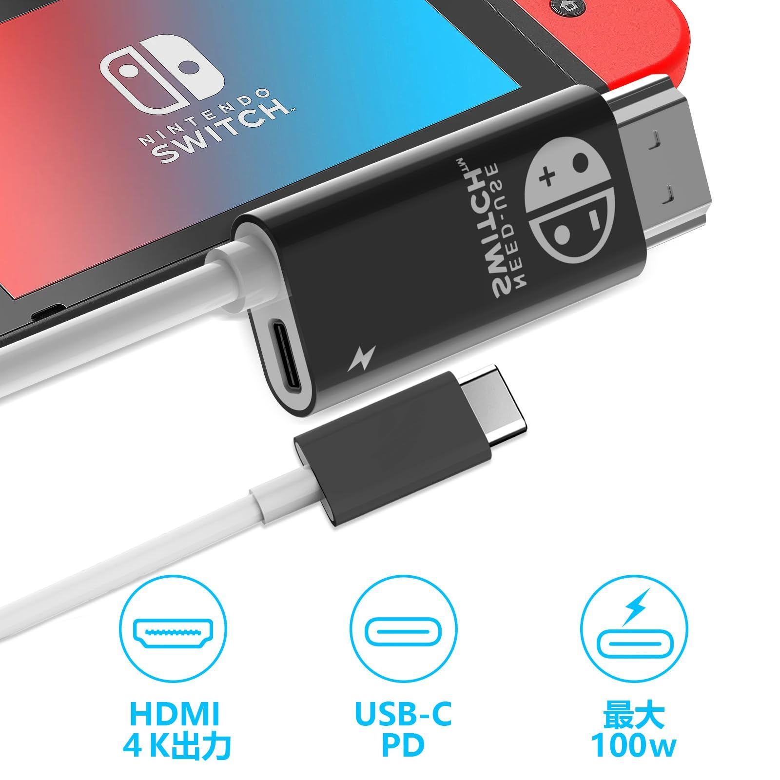 人気商品】スイッチ ドック ドック 遅延なし スイッチ マクロ機能 PD充電対応 Switchミニドック＆交換ケーブル コンパクト HDMIケーブル付き  軽量化 AOSKYKA 持ち運び便利 旅行用 テレビ接続ケーブル【4K&1080解像度/HDMI変換/T メルカリ