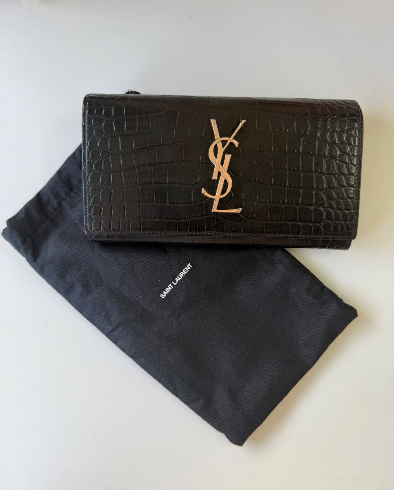 サンローラン YSL クロコ型押し長財布 レザー SAINT LAURENT - メルカリ