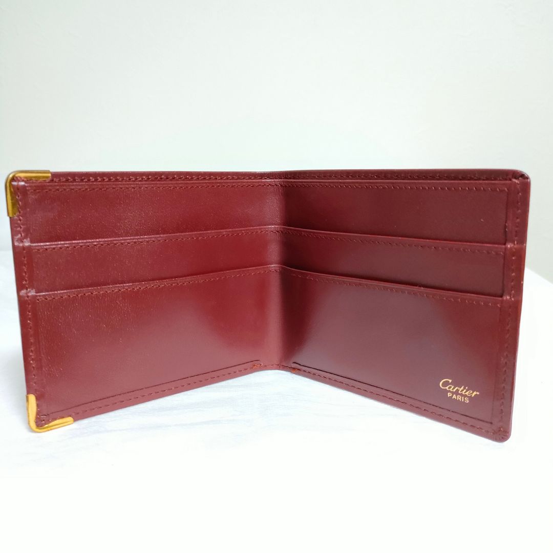 □美品 カルティエ 財布 二つ折り マストライン レザー ボルドー